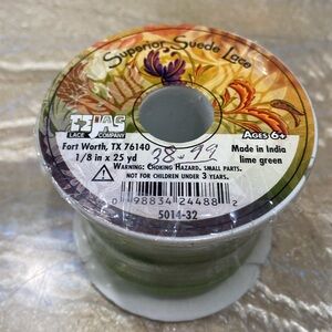 TEJAS Superior Suede Lace Medium Lime Green Spool 1/8 in x 25 Yards #5014-32